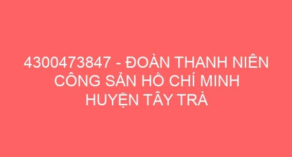 4300473847 – ĐOÀN THANH NIÊN CÔNG SẢN HỒ CHÍ MINH HUYỆN TÂY TRÀ