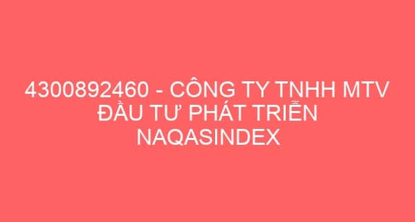 4300892460 – CÔNG TY TNHH MTV ĐẦU TƯ PHÁT TRIỄN NAQASINDEX