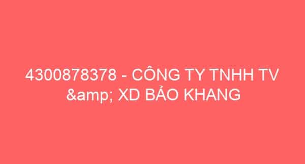 4300878378 – CÔNG TY TNHH TV & XD BẢO KHANG